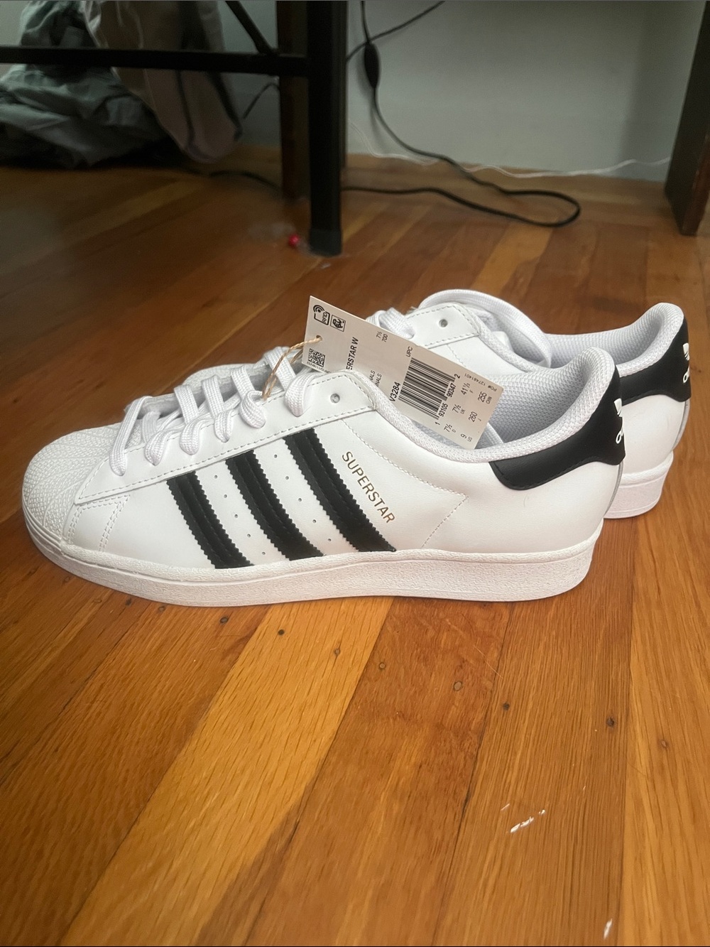 adidas White & Black Superstar Leather Sneakers